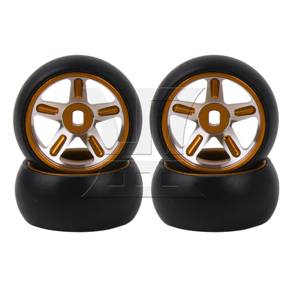 BQLZR 4Pieces RC1:28 Drift Tyre 5 Spoke Wheel Rim Replacement for K969-12Y Yellow