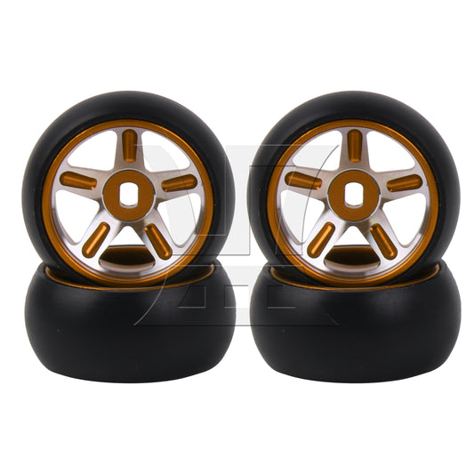 BQLZR 4Pieces RC1:28 Drift Tyre 5 Spoke Wheel Rim Replacement for K969-12Y Yellow