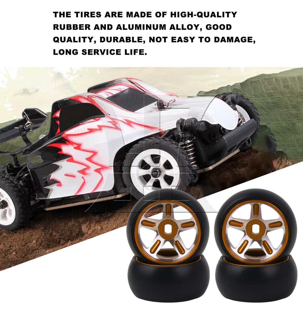 BQLZR 4Pieces RC1:28 Drift Tyre 5 Spoke Wheel Rim Replacement for K969-12Y Yellow