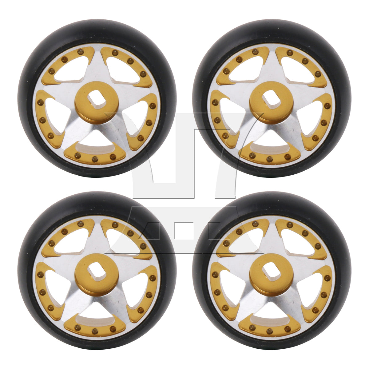 BQLZR 4Pieces RC1:28 Drift Tyre & Pentagram Wheel Replacement for K969-13Y Yellow