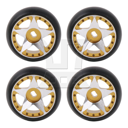 BQLZR 4Pieces RC1:28 Drift Tyre & Pentagram Wheel Replacement for K969-13Y Yellow