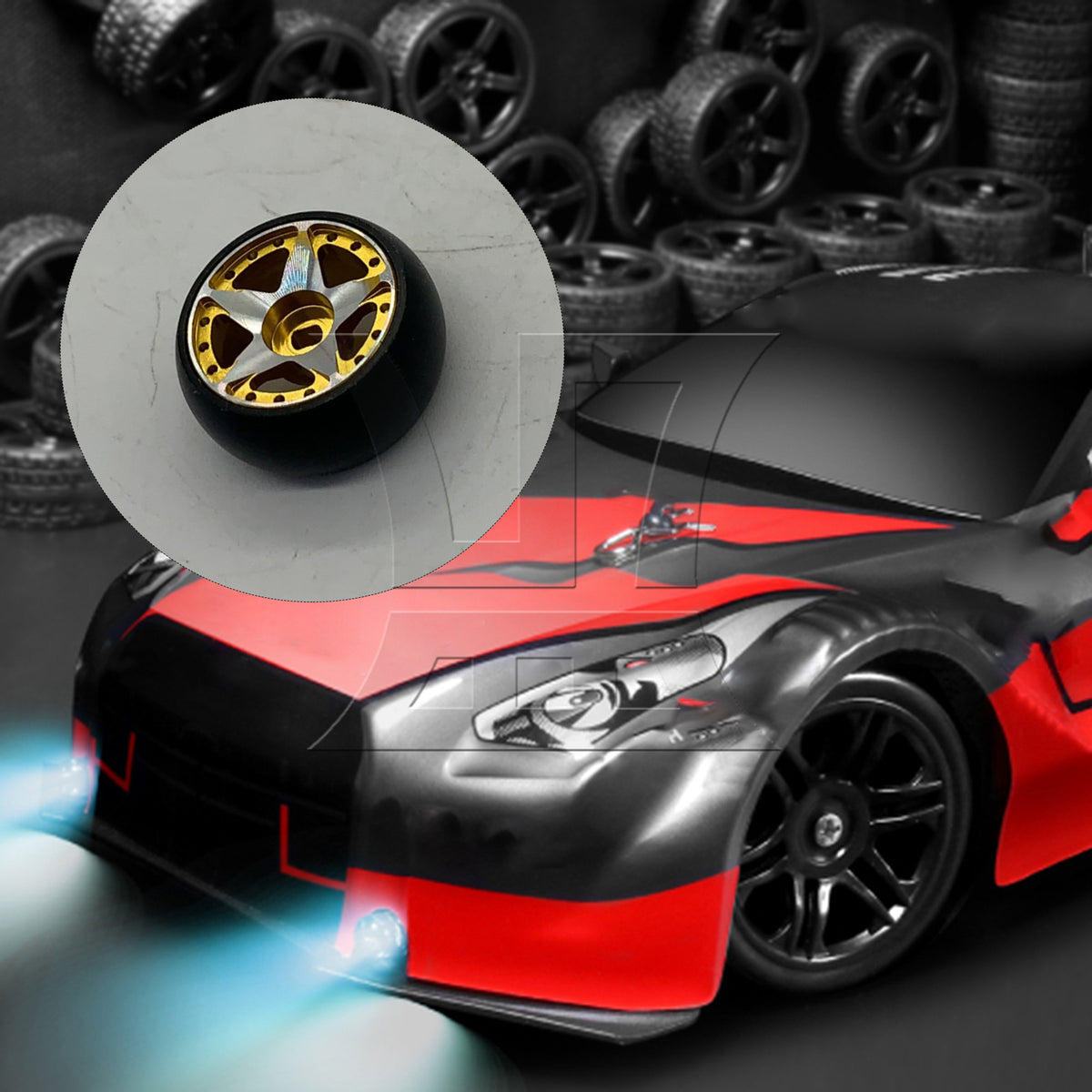 BQLZR 4Pieces RC1:28 Drift Tyre & Pentagram Wheel Replacement for K969-13Y Yellow