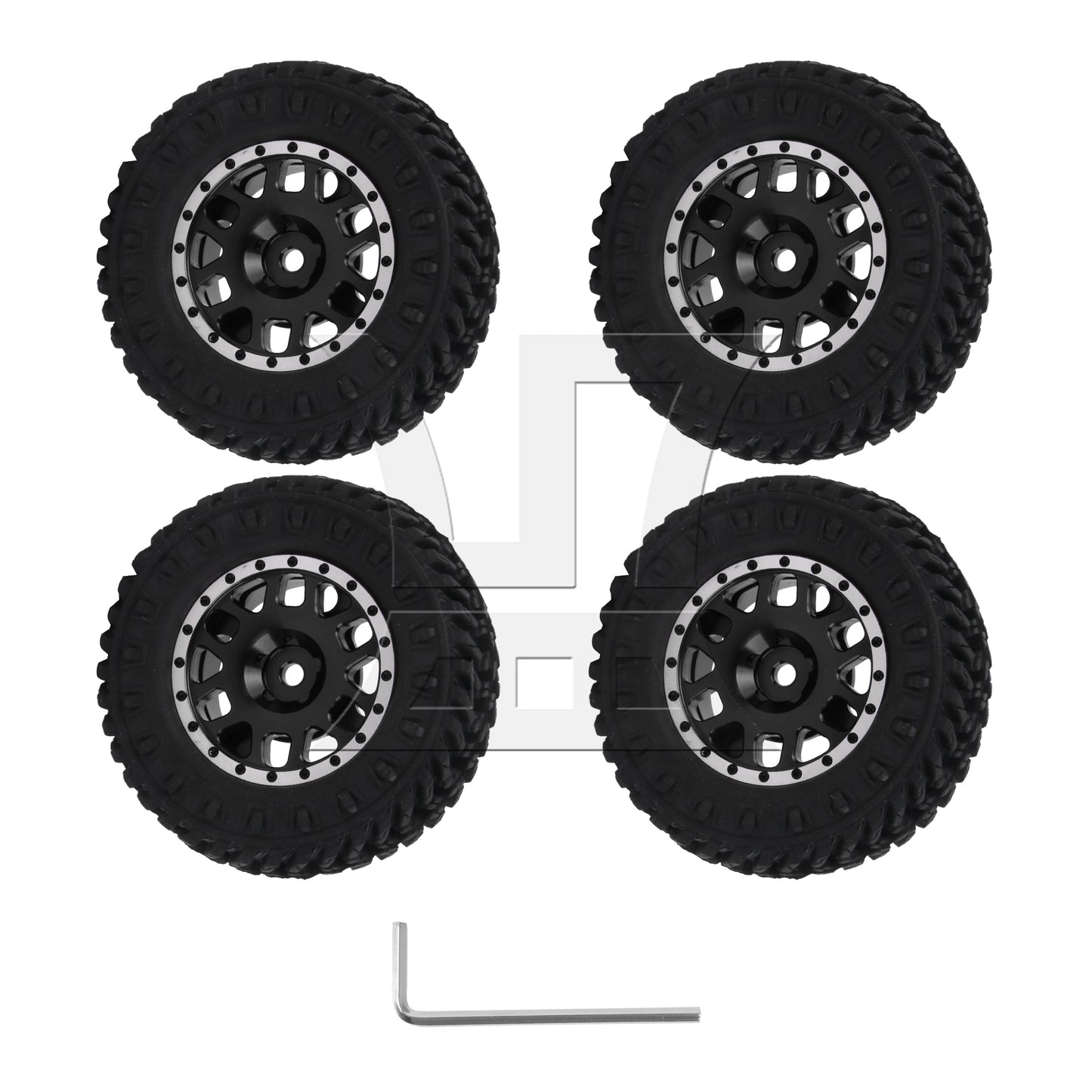 BQLZR 4Pieces RC 1:18 1:24 Wheel Tire 12-Spoke 55mm Replacement for C-C3004BL Black