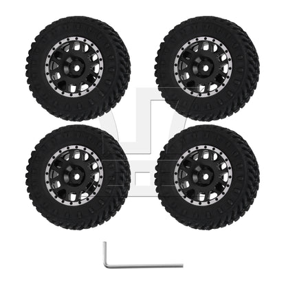 BQLZR 4Pieces RC 1:18 1:24 Wheel Tire 12-Spoke 55mm Replacement for C-C3004BL Black