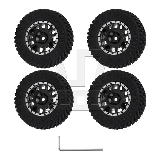BQLZR 4Pieces RC 1:18 1:24 Wheel Tire 12-Spoke 55mm Replacement for C-C3004BL Black