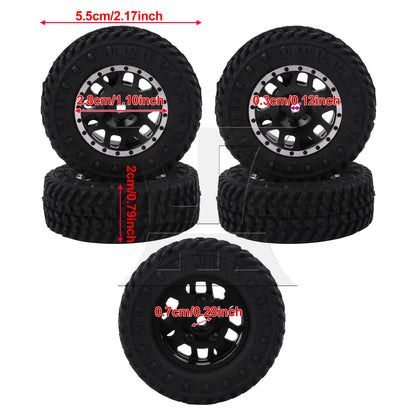 BQLZR 4Pieces RC 1:18 1:24 Wheel Tire 12-Spoke 55mm Replacement for C-C3004BL Black
