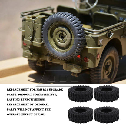BQLZR 4Pieces RC 1:24 Rubber Tyre 60mm OD x 20mm T Replacement for FMS C3050BL 1:24