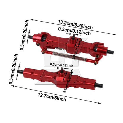 BQLZR 2Pieces RC1:16 Red Al. Front Rear Bridge Shaft Set Replacement for Henglong