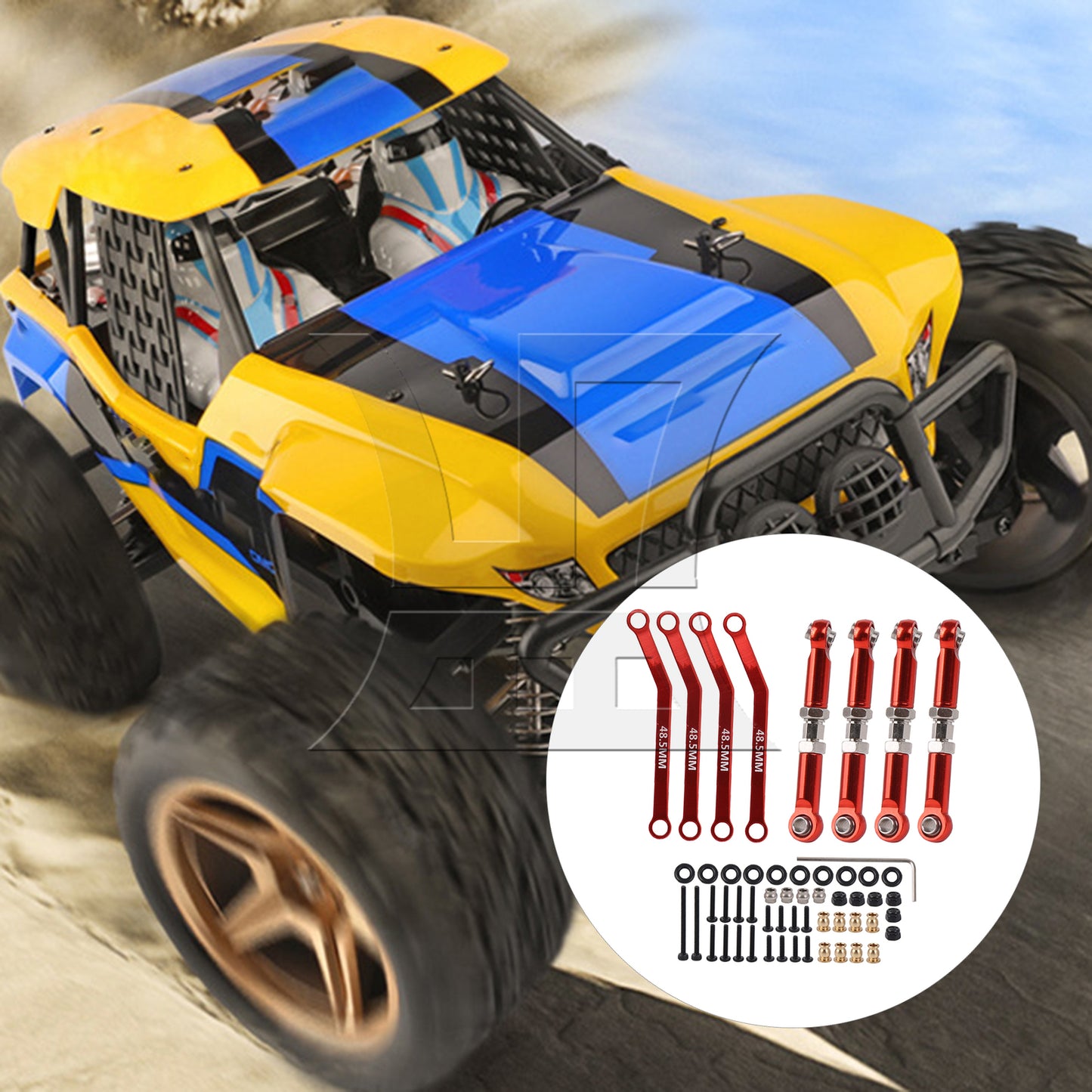 BQLZR 8Pieces RC1:24 Adjustable Upper Pull Rod Axle Link Replacement for FMS C3063R