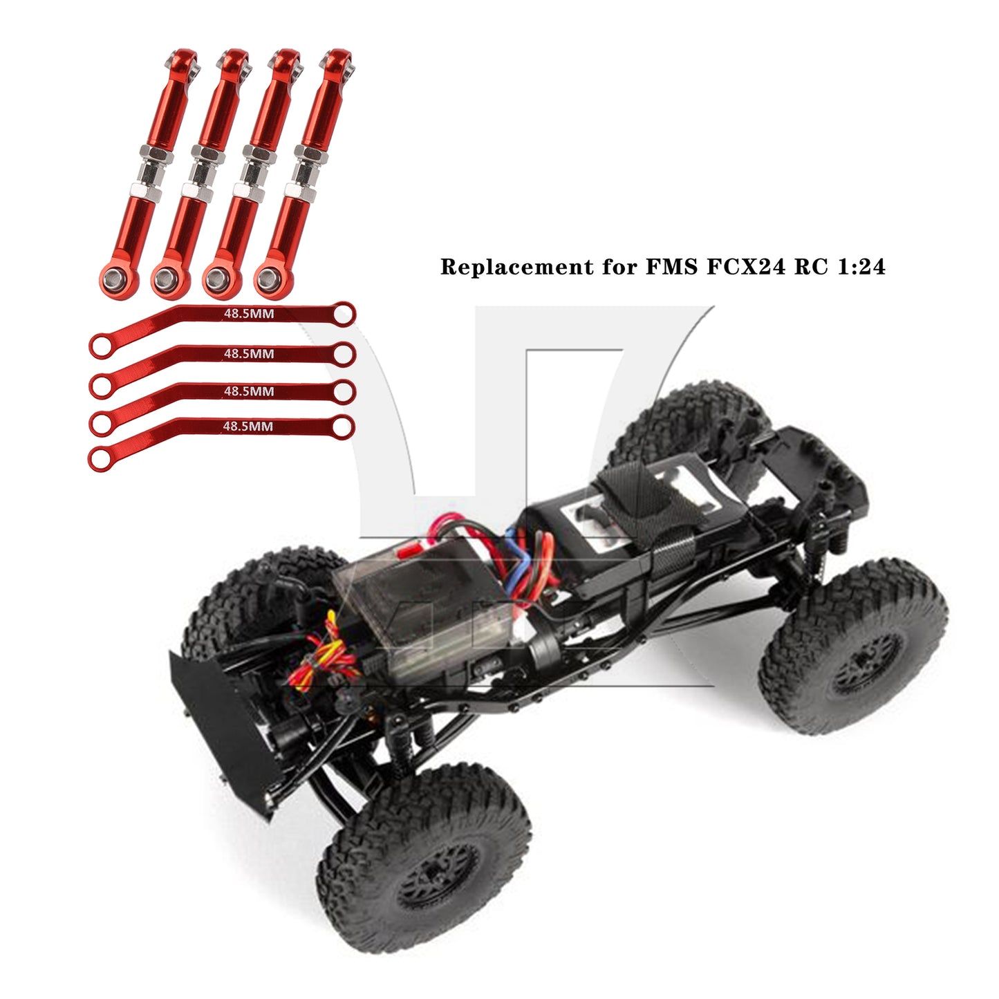 BQLZR 8Pieces RC1:24 Adjustable Upper Pull Rod Axle Link Replacement for FMS C3063R