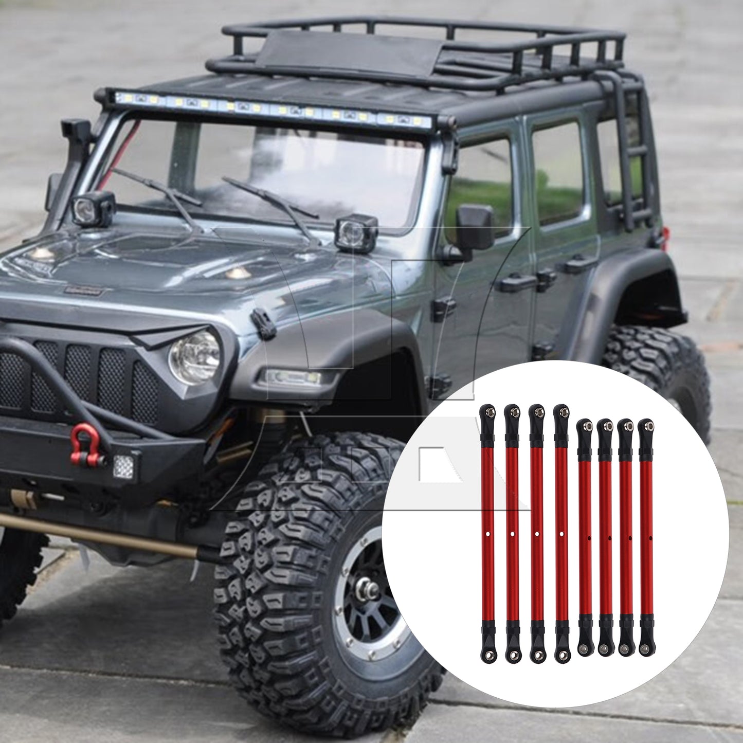 BQLZR 8Pieces RC1:10 Rod Link Linkage Set Replacement for AXIAL 313mm Wheelbase Red