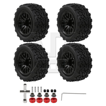 BQLZR 4Pieces RC1:10 Wheels Tires 12mm Hex Replacement for ARRMA ARA4203V3T1 Black