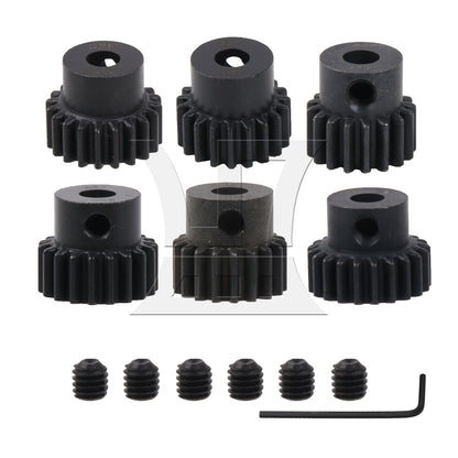 BQLZR 6Pieces RC1:8 Steel Pinion Gear 0.8 M 5mm 16T-21T 32P Replacement for TRAXXAS