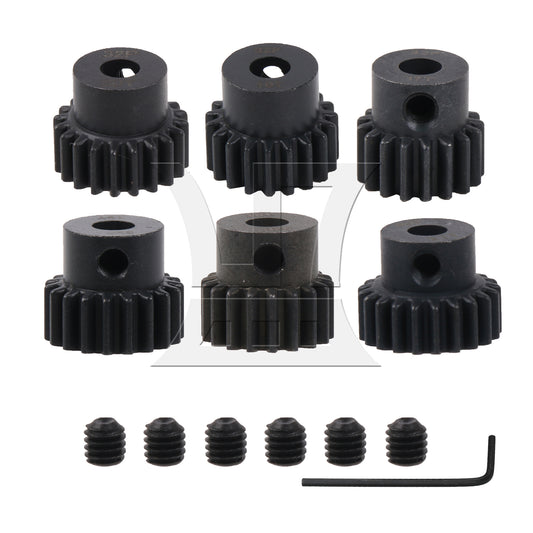 BQLZR 6Pieces RC1:8 Steel Pinion Gear 0.8 M 5mm 16T-21T 32P Replacement for TRAXXAS