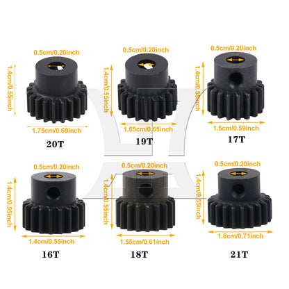 BQLZR 6Pieces RC1:8 Steel Pinion Gear 0.8 M 5mm 16T-21T 32P Replacement for TRAXXAS