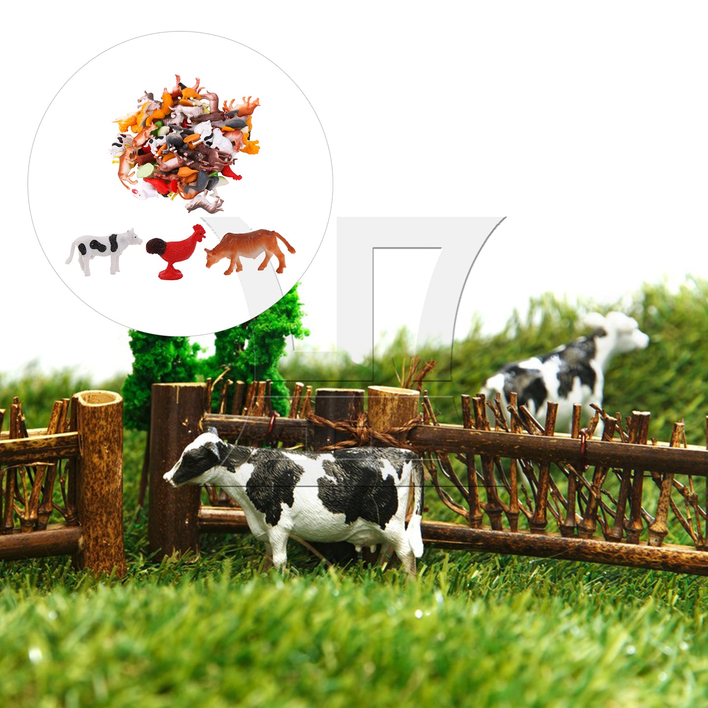 BQLZR 60 Pieces 1:50 Scale Farm Animal Figurines for Sand Table Architectural Model