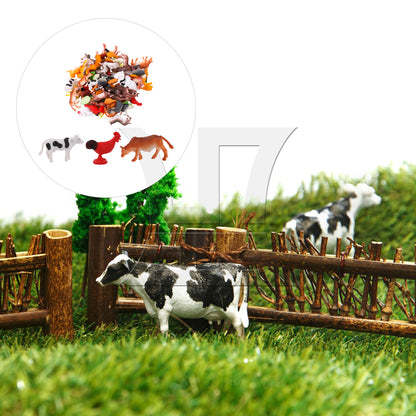 BQLZR 60 Pieces 1:50 Scale Farm Animal Figurines for Sand Table Architectural Model