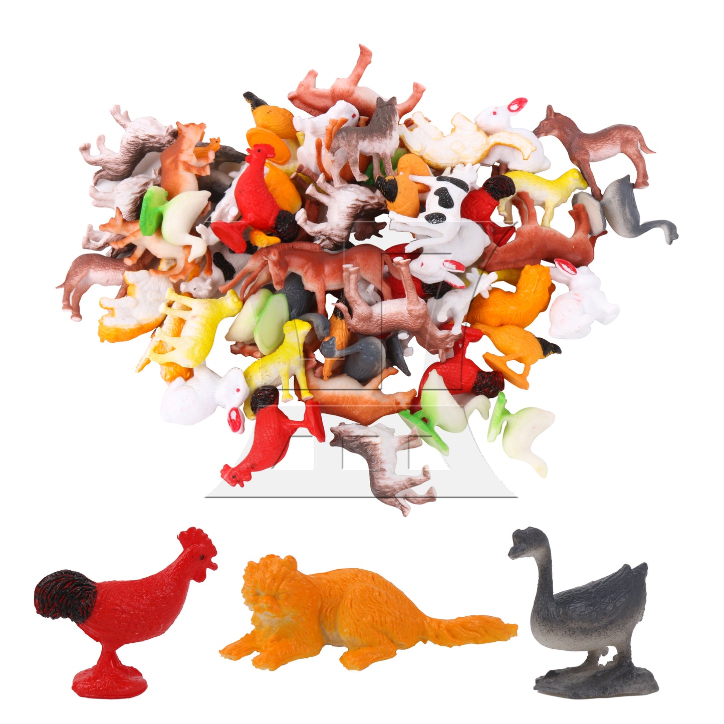 BQLZR 60 Pieces 1:50 Scale Farm Animal Figurines for Sand Table Architectural Model