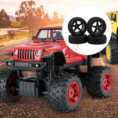 BQLZR RC1:10 off-road vehicle 2PCS front and 2PCS rear black dot leather tires and pentagram perforated black wheels