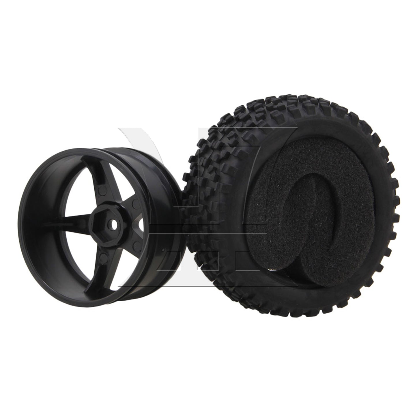 BQLZR RC1:10 off-road vehicle 2PCS front and 2PCS rear black dot leather tires and pentagram perforated black wheels