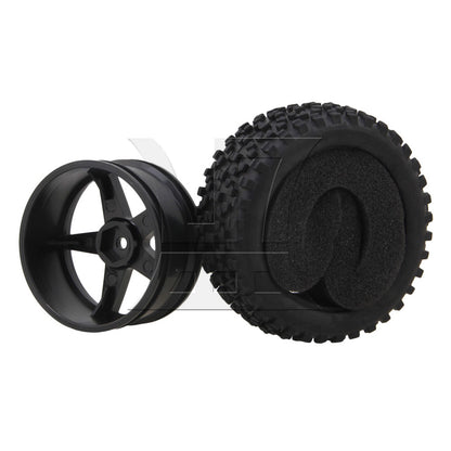 BQLZR RC1:10 off-road vehicle 2PCS front and 2PCS rear black dot leather tires and pentagram perforated black wheels