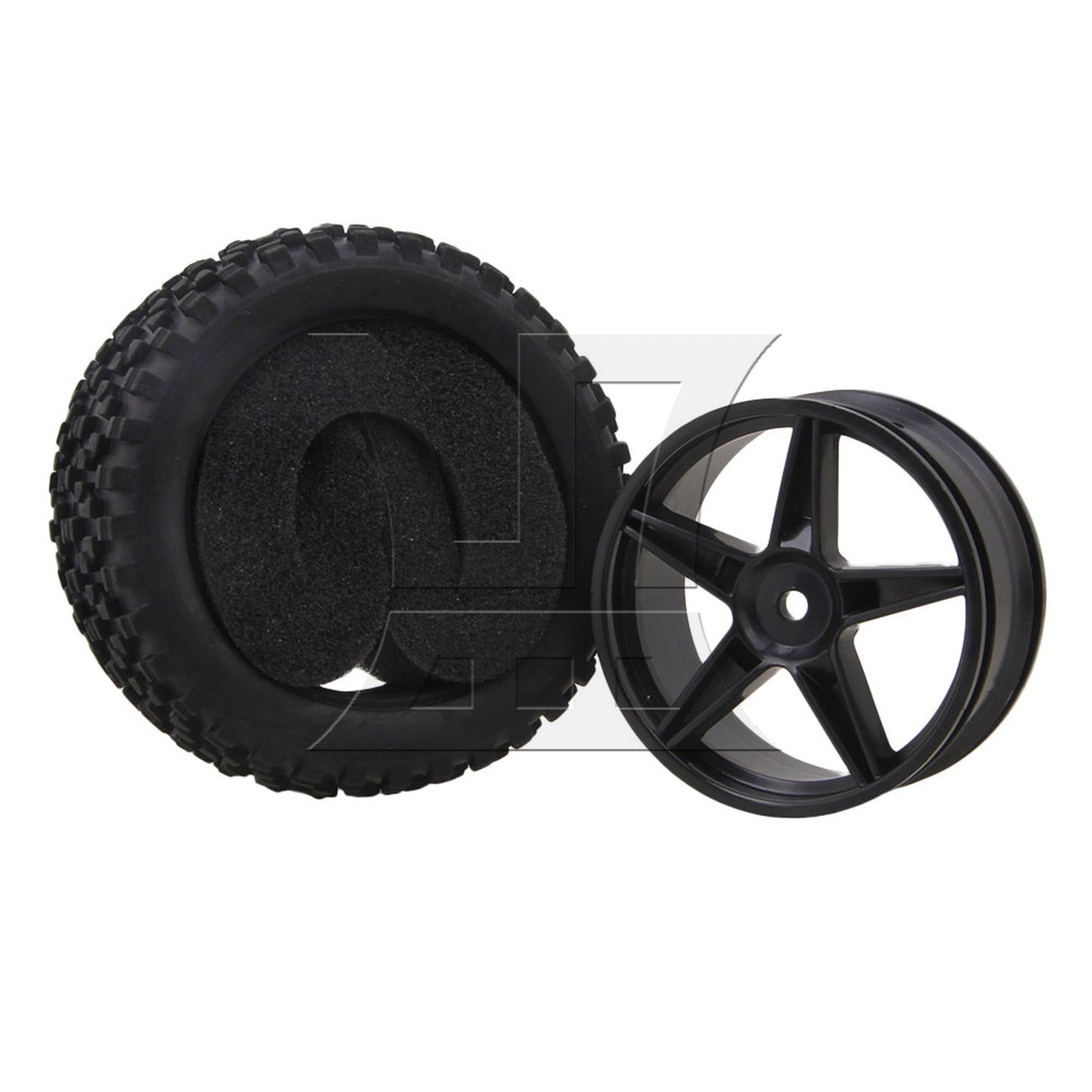 BQLZR RC1:10 off-road vehicle 2PCS front and 2PCS rear black dot leather tires and pentagram perforated black wheels
