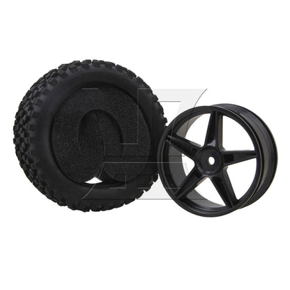 BQLZR RC1:10 off-road vehicle 2PCS front and 2PCS rear black dot leather tires and pentagram perforated black wheels