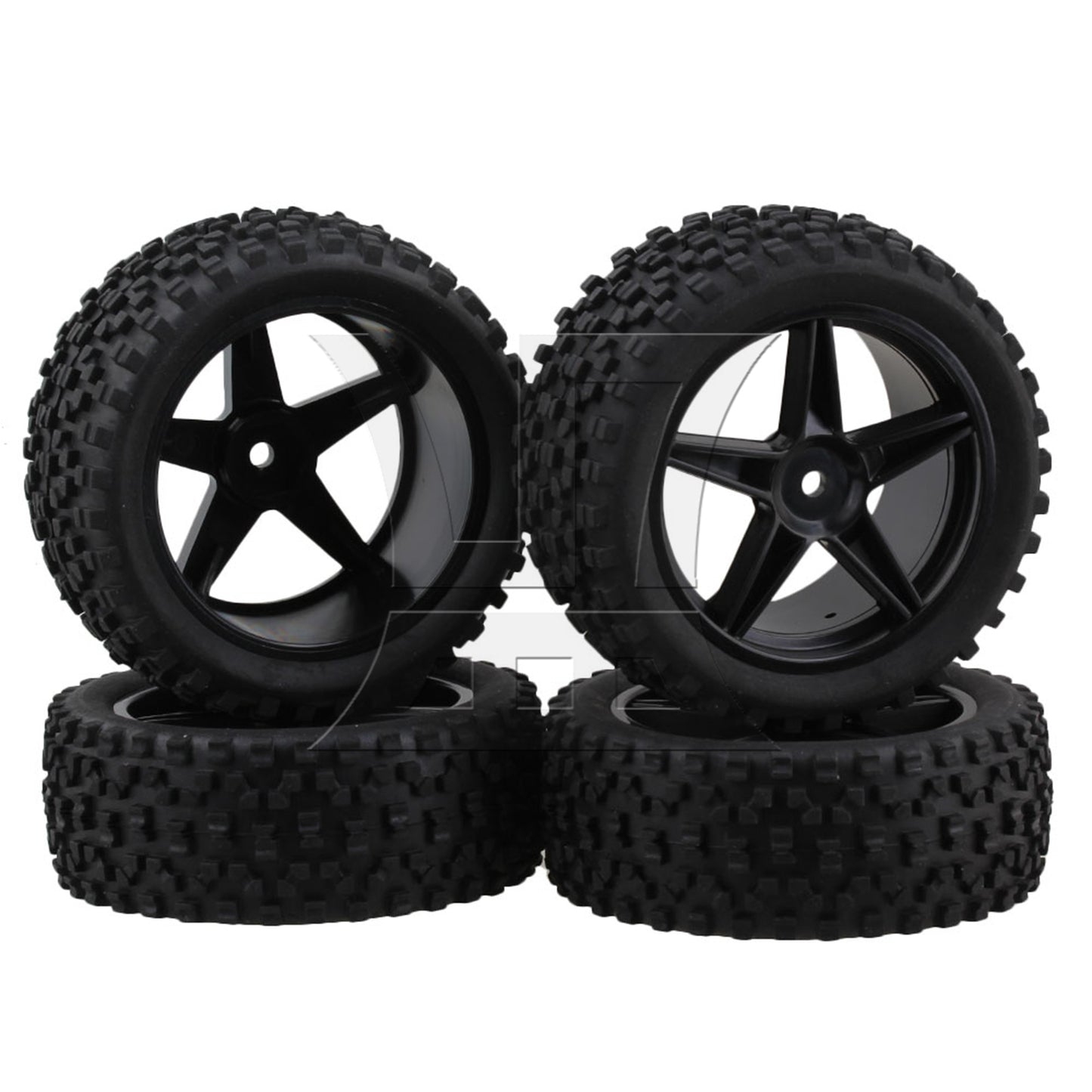 BQLZR RC1:10 off-road vehicle 2PCS front and 2PCS rear black dot leather tires and pentagram perforated black wheels