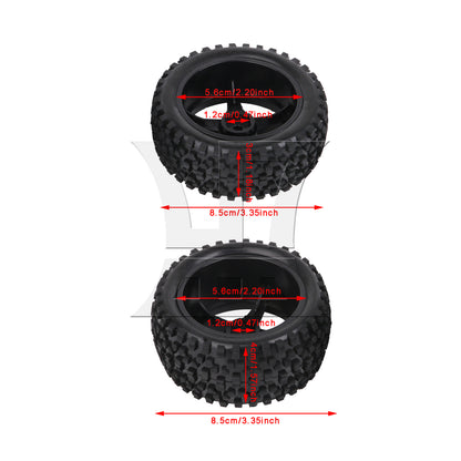 BQLZR RC1:10 off-road vehicle 2PCS front and 2PCS rear black dot leather tires and pentagram perforated black wheels