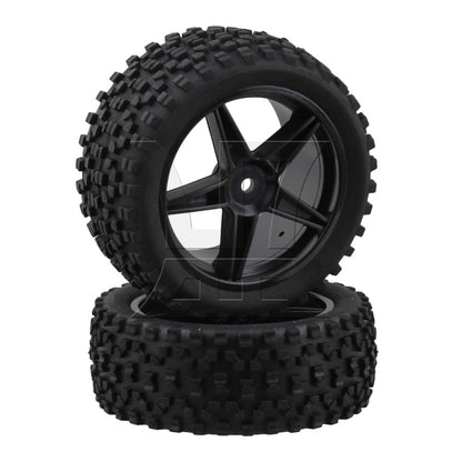 BQLZR RC1:10 off-road vehicle 2PCS front and 2PCS rear black dot leather tires and pentagram perforated black wheels