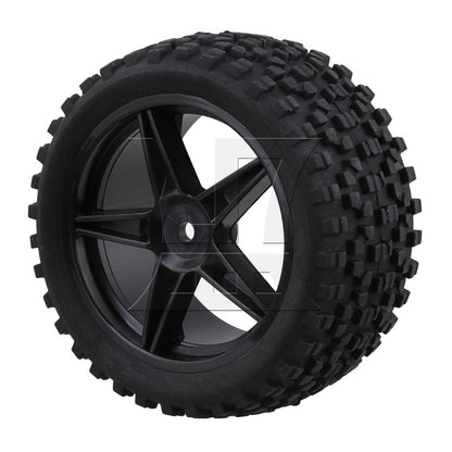 BQLZR RC1:10 off-road vehicle 2PCS front and 2PCS rear black dot leather tires and pentagram perforated black wheels