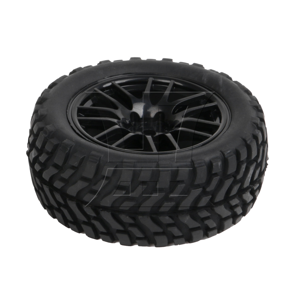 BQLZR 4PCS RC1:10 Flat Run Pulling Car Tire Pulling Tire Leather and 14 spoke Black Wheel Hub (20610)