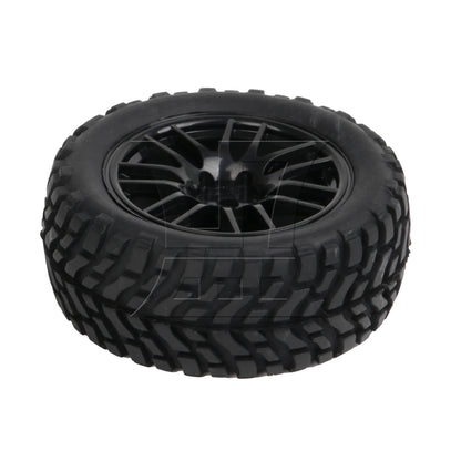 BQLZR 4PCS RC1:10 Flat Run Pulling Car Tire Pulling Tire Leather and 14 spoke Black Wheel Hub (20610)