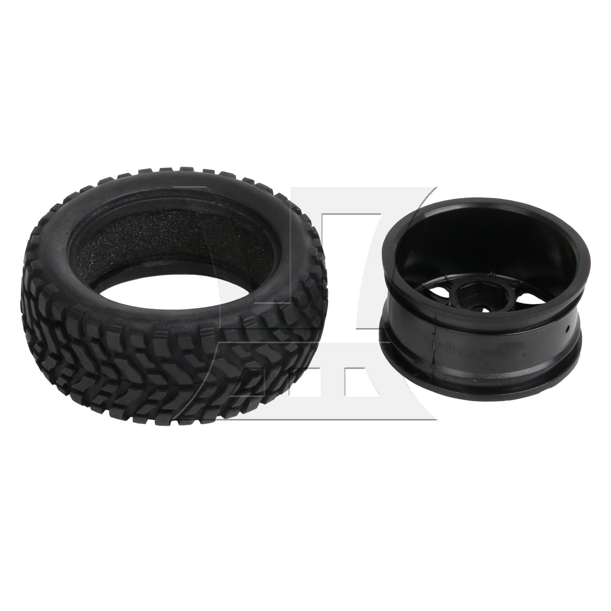 BQLZR 4PCS RC1:10 Flat Run Pulling Car Tire Pulling Tire Leather and 14 spoke Black Wheel Hub (20610)