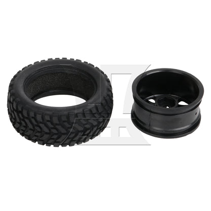 BQLZR 4PCS RC1:10 Flat Run Pulling Car Tire Pulling Tire Leather and 14 spoke Black Wheel Hub (20610)