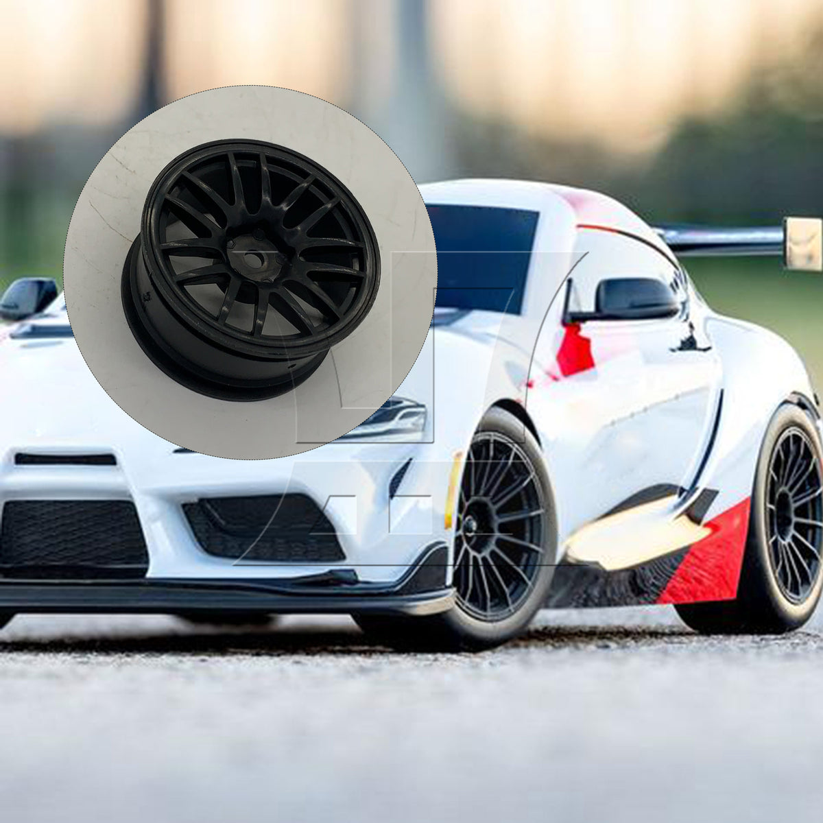 BQLZR 4PCS RC1:10 Flat Run Pulling Car Tire Pulling Tire Leather and 14 spoke Black Wheel Hub (20610)