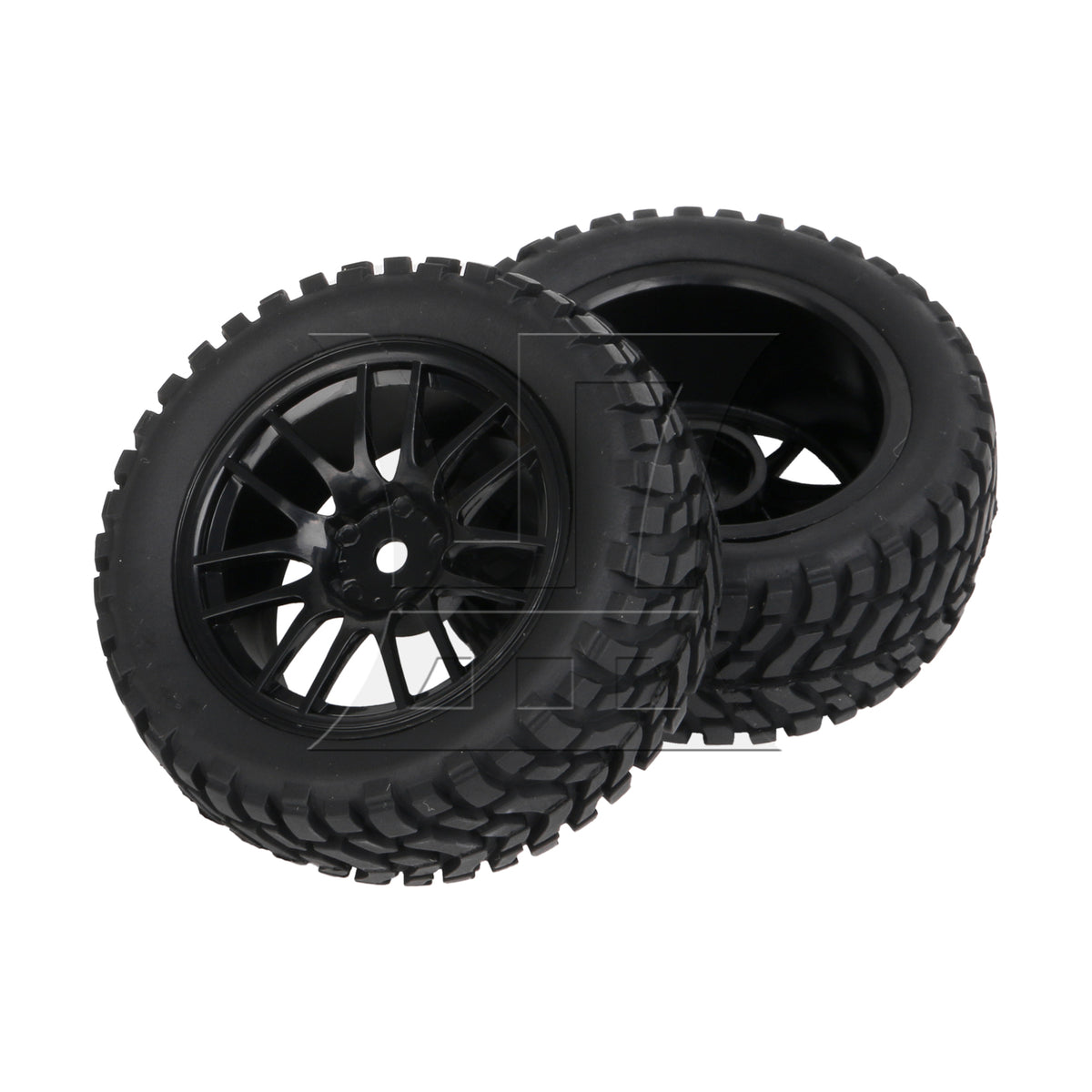BQLZR 4PCS RC1:10 Flat Run Pulling Car Tire Pulling Tire Leather and 14 spoke Black Wheel Hub (20610)