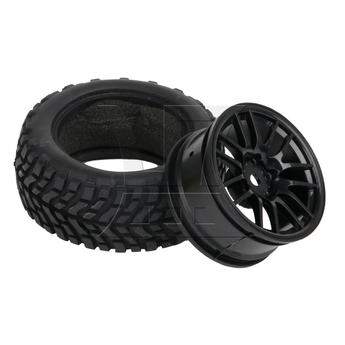 BQLZR 4PCS RC1:10 Flat Run Pulling Car Tire Pulling Tire Leather and 14 spoke Black Wheel Hub (20610)