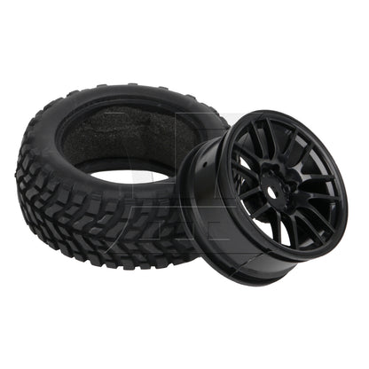 BQLZR 4PCS RC1:10 Flat Run Pulling Car Tire Pulling Tire Leather and 14 spoke Black Wheel Hub (20610)