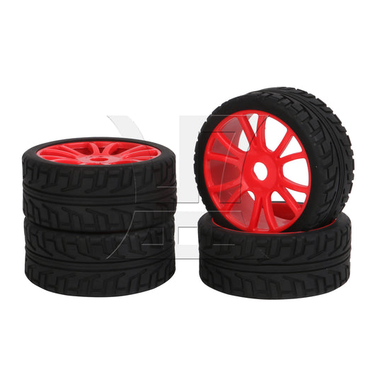 BQLZR 4PCS HSP RC1:8 off-road vehicle with scratch pattern tires and 12 claw wheels 180047 red