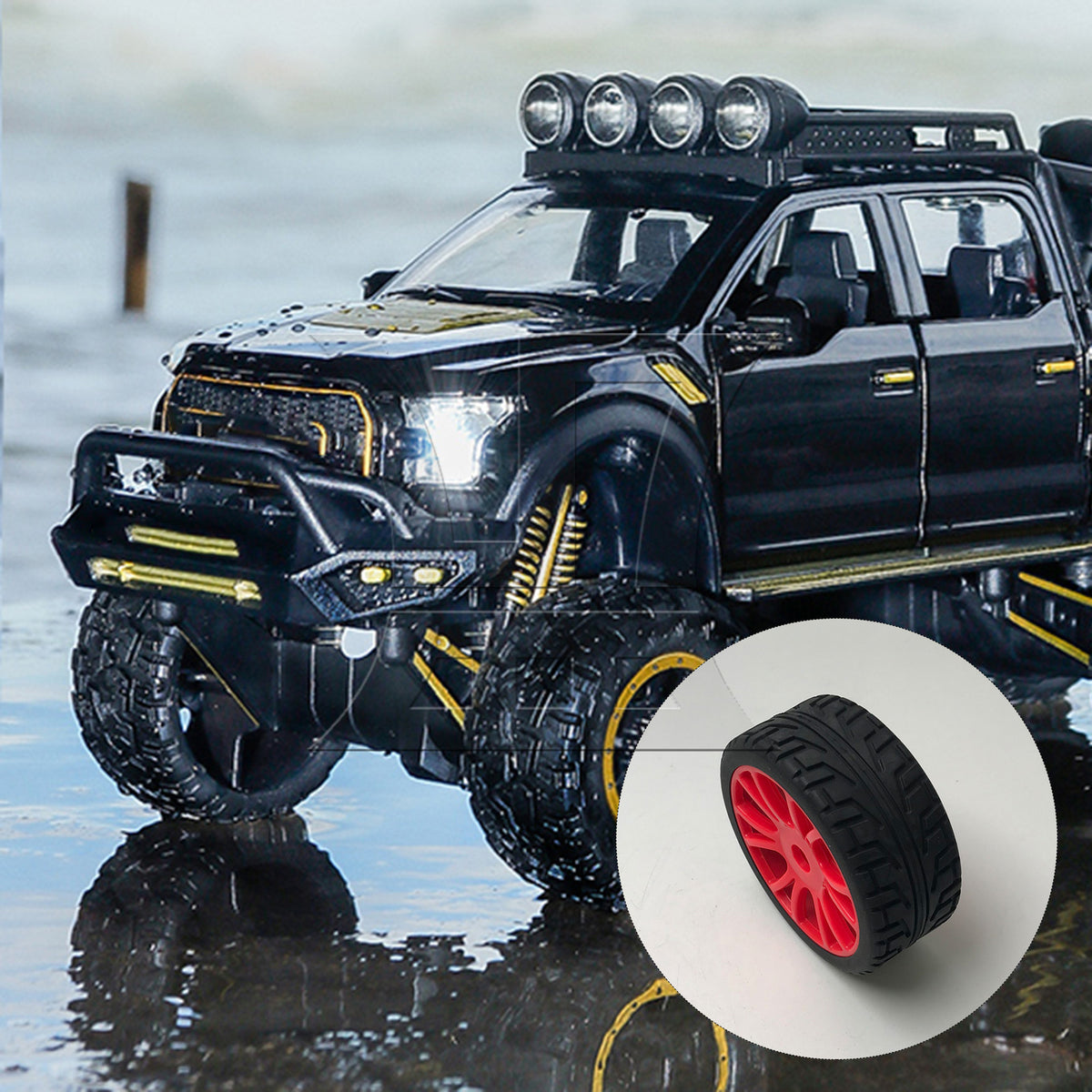 BQLZR 4PCS HSP RC1:8 off-road vehicle with scratch pattern tires and 12 claw wheels 180047 red