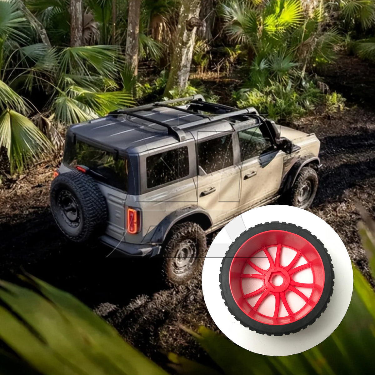 BQLZR 4PCS HSP RC1:8 off-road vehicle with scratch pattern tires and 12 claw wheels 180047 red
