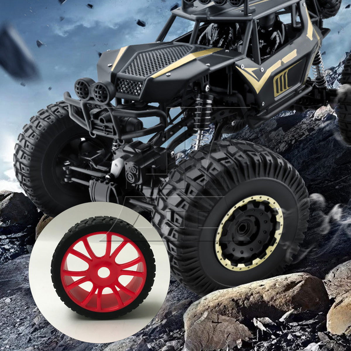 BQLZR 4PCS HSP RC1:8 off-road vehicle with scratch pattern tires and 12 claw wheels 180047 red