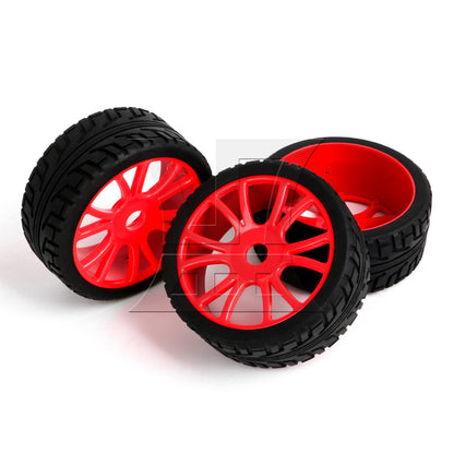 BQLZR 4PCS HSP RC1:8 off-road vehicle with scratch pattern tires and 12 claw wheels 180047 red