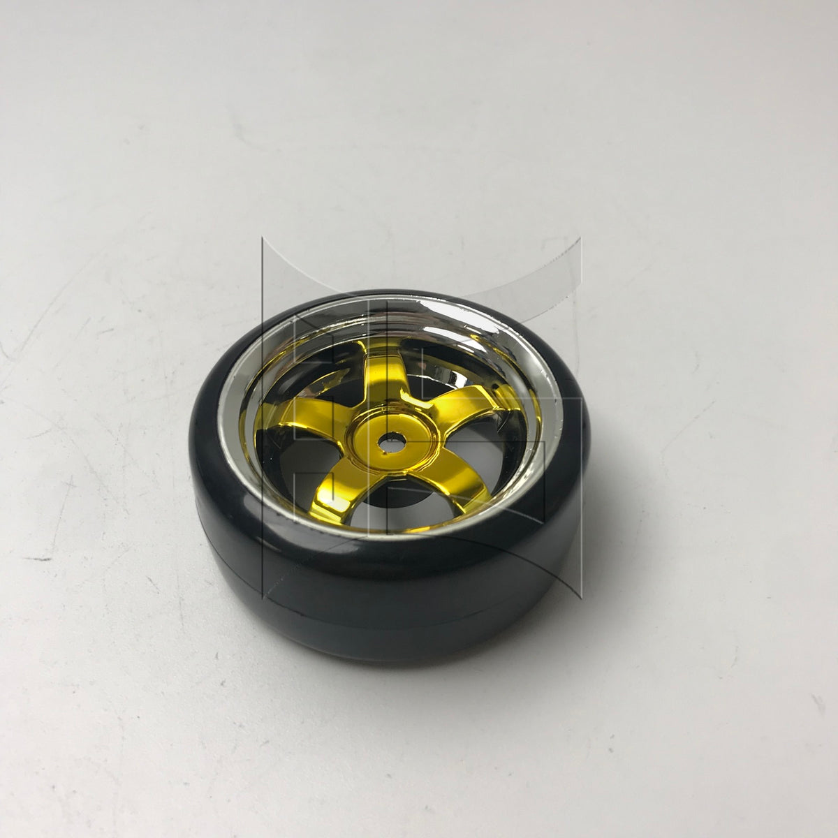 BQLZR 1pc RC1:10 Flat Sports Car Drift Tire Electroplated Yellow Wheel for RC1:10 Flat Sports Car
