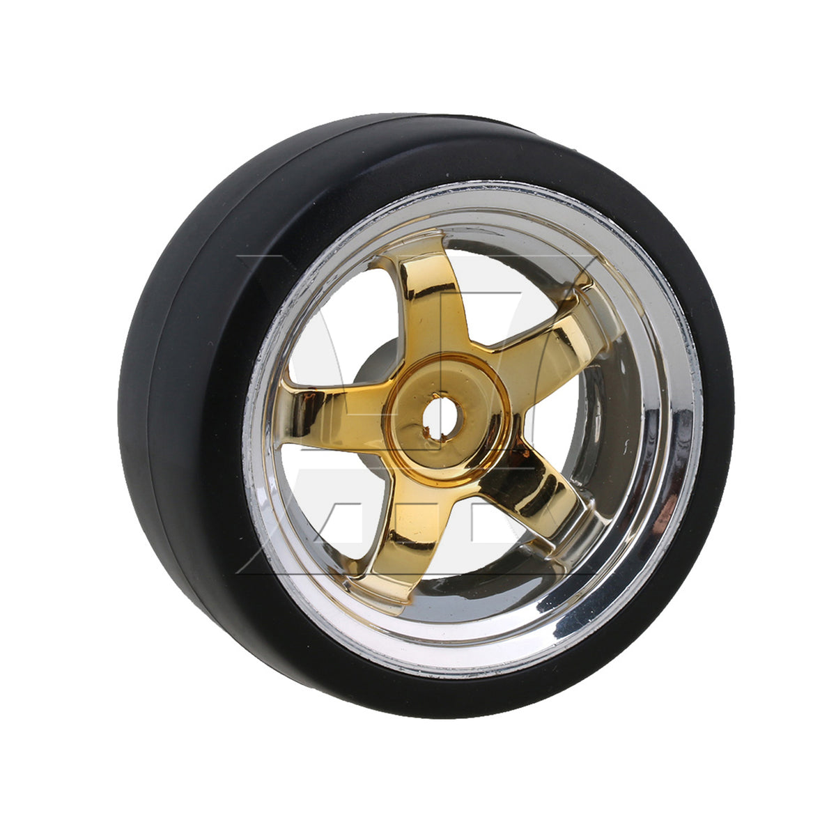 BQLZR 1pc RC1:10 Flat Sports Car Drift Tire Electroplated Yellow Wheel for RC1:10 Flat Sports Car