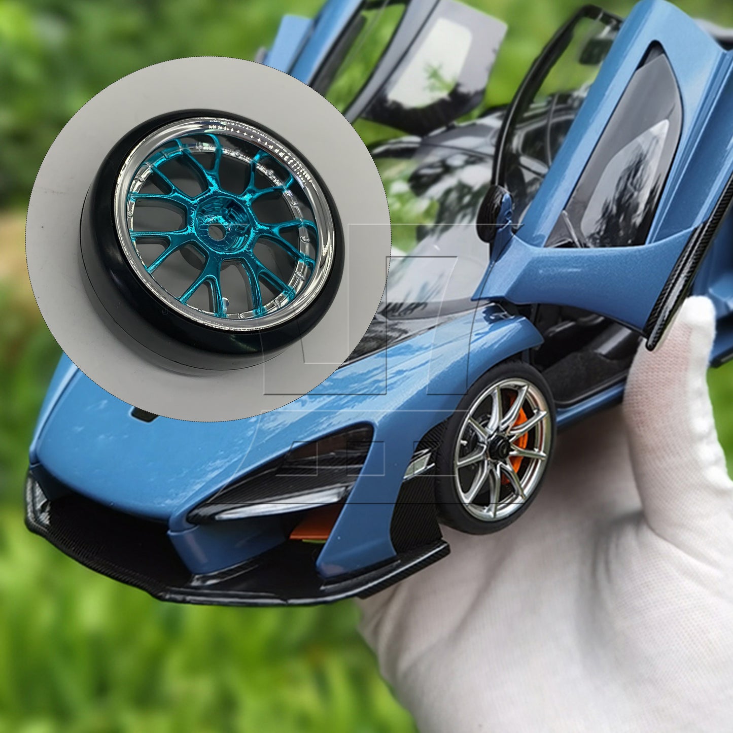 BQLZR 1pc RC1:10 On Road Car Drift Tires And Y-Shaped Electroplated Blue Wheels 290148 For Diy Model Projects