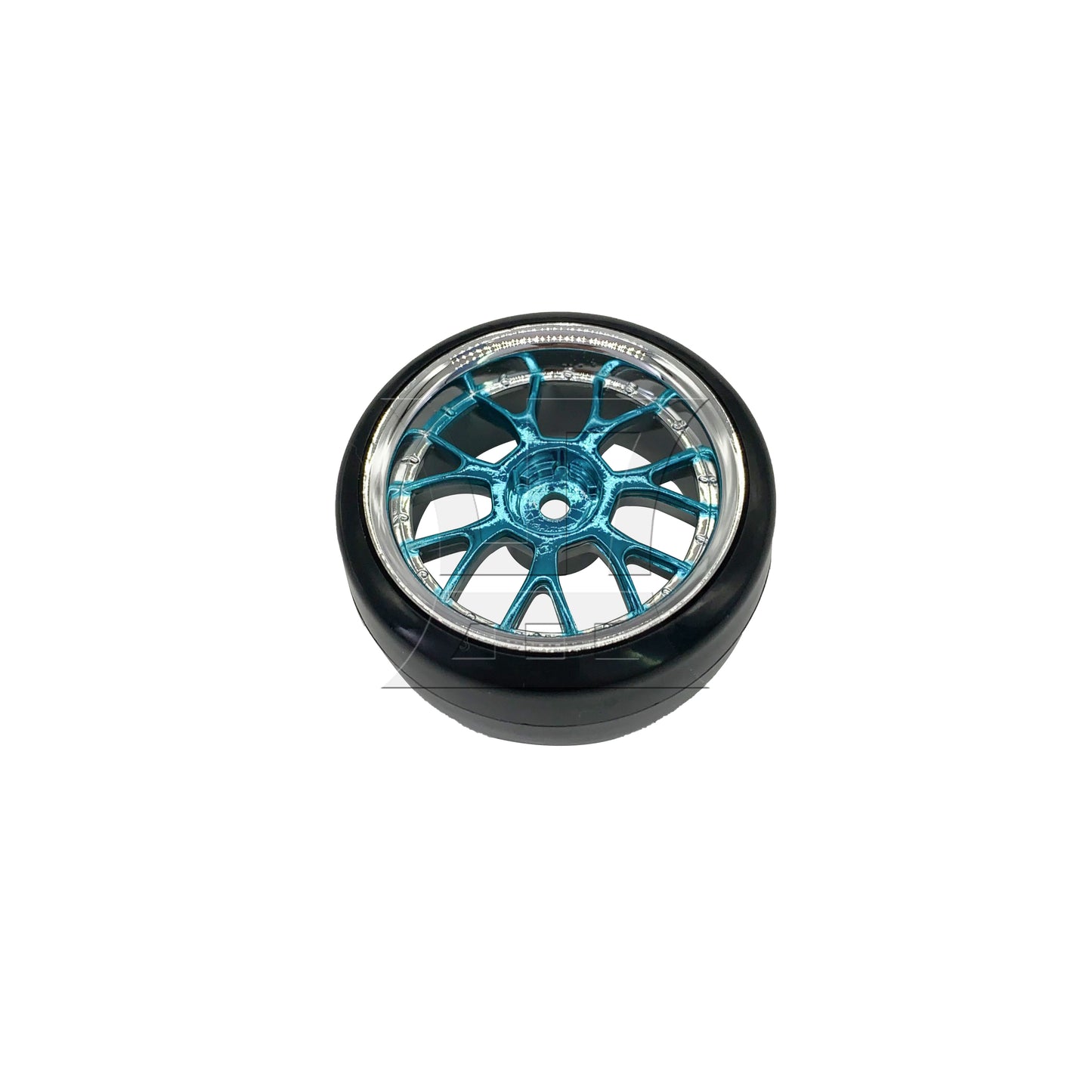 BQLZR 1pc RC1:10 On Road Car Drift Tires And Y-Shaped Electroplated Blue Wheels 290148 For Diy Model Projects