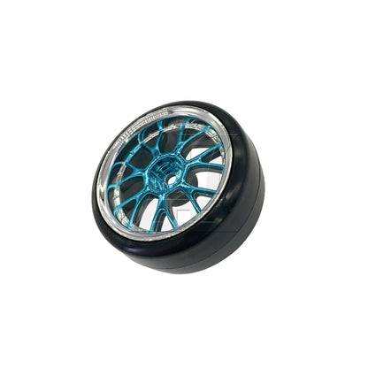 BQLZR 1pc RC1:10 On Road Car Drift Tires And Y-Shaped Electroplated Blue Wheels 290148 For Diy Model Projects