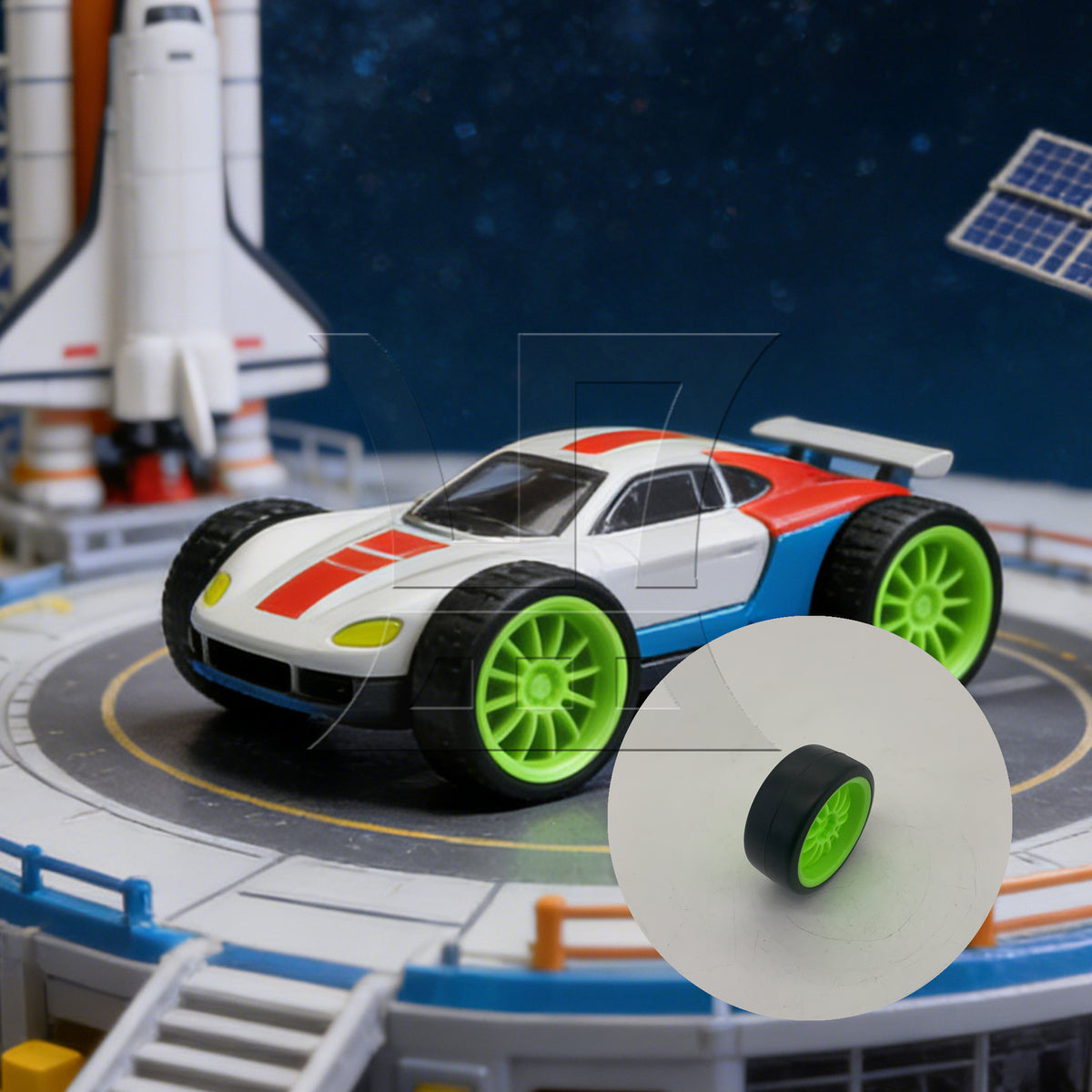BQLZR 1pc RC1:10 Drift Tire and Green Wheel Rim for Model Car Repair Replacement Spare Parts
